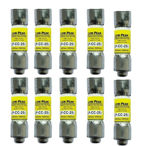 10-Pack New LP-CC-25 LP-CC-25A LP-CC 25A 600Vac Time Delay Fuse,LP-CC-25A Current Limiting Class CC Rejection Cartridge Fuses