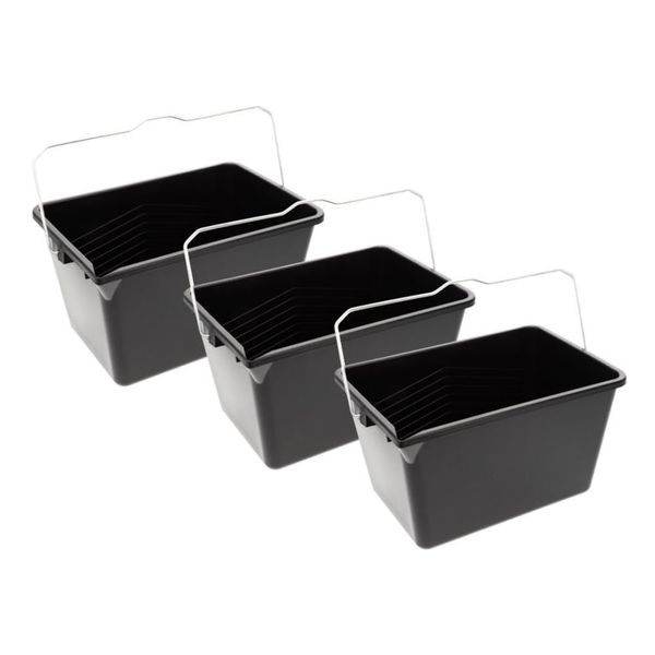 Empty Paint Bucket with Spout Scale Square Plastic Bucket Container 6 Litres Pack of 3