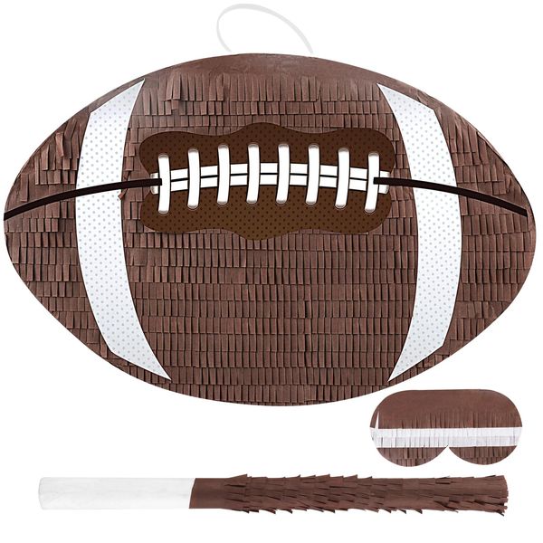 Waenerec Football Pinata with Pinata Stick & Hanging Football Party Decorations Football Games for Boys 8-12 Kids Football Toys Sport Themed Birthday Party Supplies