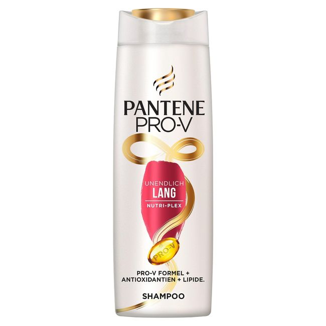 Pantene Pro-V Shampoo, Unendlich Lang | Für Mittellanges Bis Langes Geschädigtes Haar | Sichtbar Gesünderes, Stärkeres Haar Von Den Wurzeln Zu Den Spitzen | Mit Niacinamid + Vitamin E, 300 ml