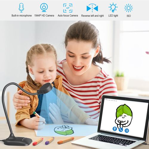 THUSTAND Visualiser for Teaching, USB Document Camera, PC Viewers for Classroom with LED Light, Auto Focus, Image Invert, Fold, for Mac OS, Windows, Chromebook, for Distance Learning, Draw Online
