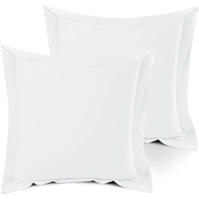 Saferay Green 100% Egyptian Cotton Pillowcase, 26x26 Inches, Pillow Shams for Bedroom, Hotel, Home Decor Soft and Breathable, Stitch Wrinkle Free Cushion Throw Pillow Cover (White, European, 2 Piece)