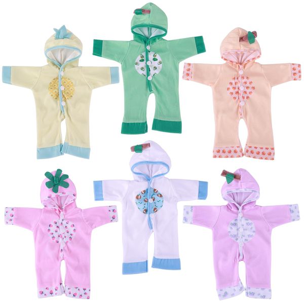 BABESIDE 6 PCS Reborn Baby Doll Clothes Fruit Pattern for 10-12 Inch Baby Dolls Onesie Baby Romper Set for Newborn Girl & Boy