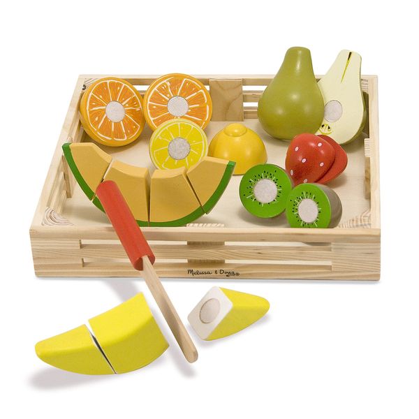 Melissa & Doug Cutting Fruit Set - Wooden Play Food Kitchen Accessory, Multi