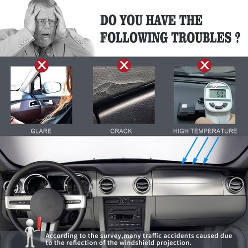 puxhig Dashboard Cover Dash Cover Mat Pad Carpet Custom Fit for Ford Mustang 2005 2006 2007 2008 2009 (Dark Gray)