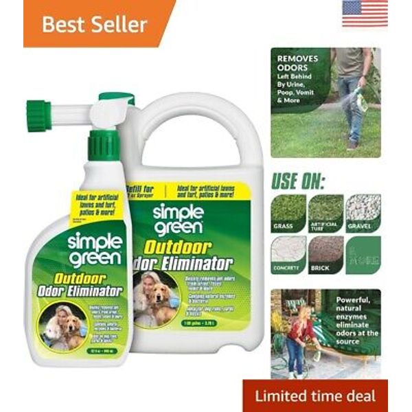 Versatile Outdoor Pet Odor Eliminator - Safe for Pets & Surfaces - 1 Gal + 32 oz