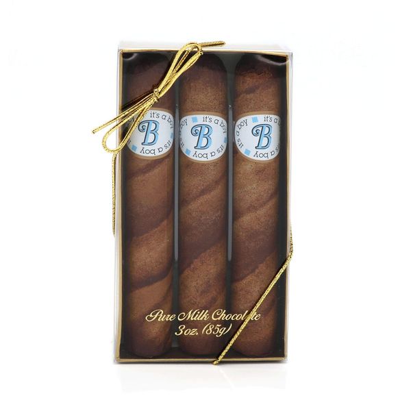 "It's a Boy" Royale Milk Chocolate Cigars in 3 Pc Cigar Gift Box