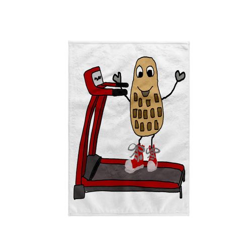3dRose Funny Peanut Running on Treadmill Exercise Nut Cartoon Towel, 15 x 22