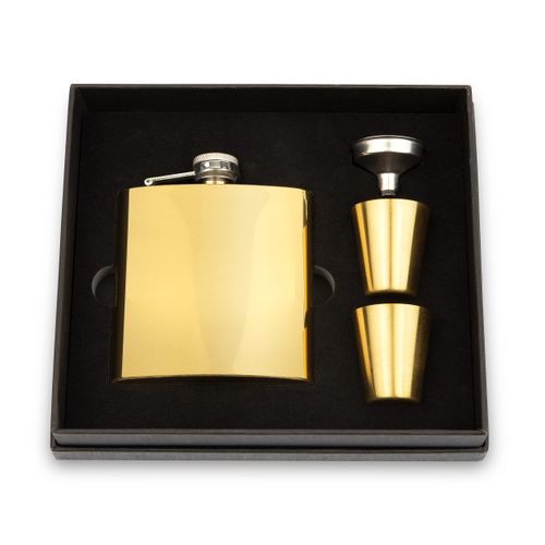 Weddingstar 6 oz Stainless Steel Hip Flask Gift Box Set Gold - Non-Customizable
