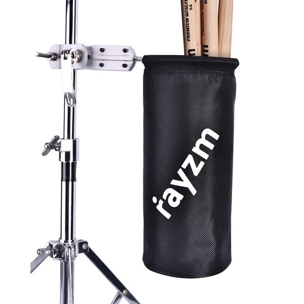 Rayzm Drumstick Halter/Trommelstockhalter/Trommelstock Tasche Beutel, Nylon Mallet/Brush/Beater Stickhalter mit Aluminium-Klemme für Drum Kits & Notenständer, bis zu 12 Paar Sticks