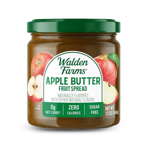 Walden Farms Apple Butter Fruit Spread 12 oz Jar - Natural Flavored Sugar-Free Jam, Delicious Breakfast, Snack, 0g Net Carbs, Kosher Certified - Great for Toast, Muffins, Pancakes, Bagels and More