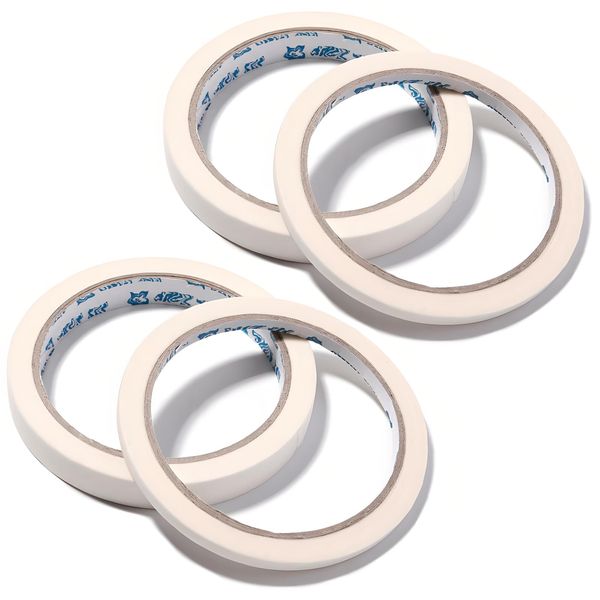 White Nail Art Adhesive Tapes Set - 4 Pcs with 2 Sizes Width (0.5cm+1.2cm) for Creative DIY Nail Designs