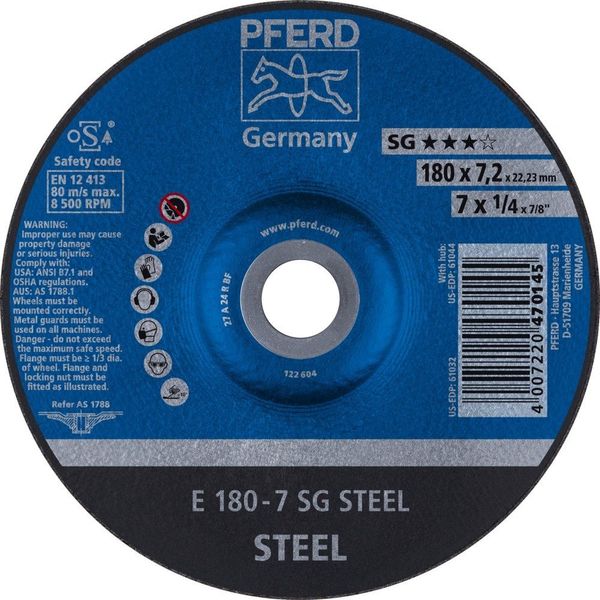 Pferd E1787A24RSG A24RSG Reinforced Grinding Wheel, Multi-Colour, 178 x 7 mm