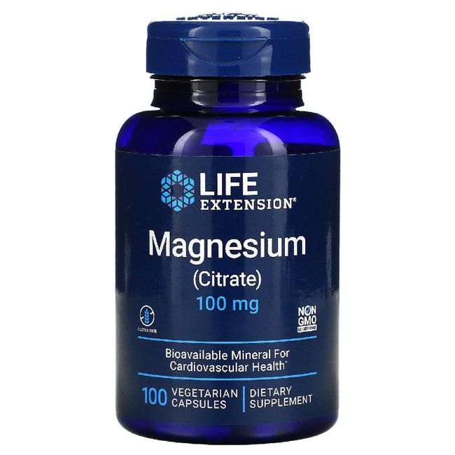 Life Extension Magnesium Citrate 100mg Vegetarian Capsules 100 Tablets, 100 mg