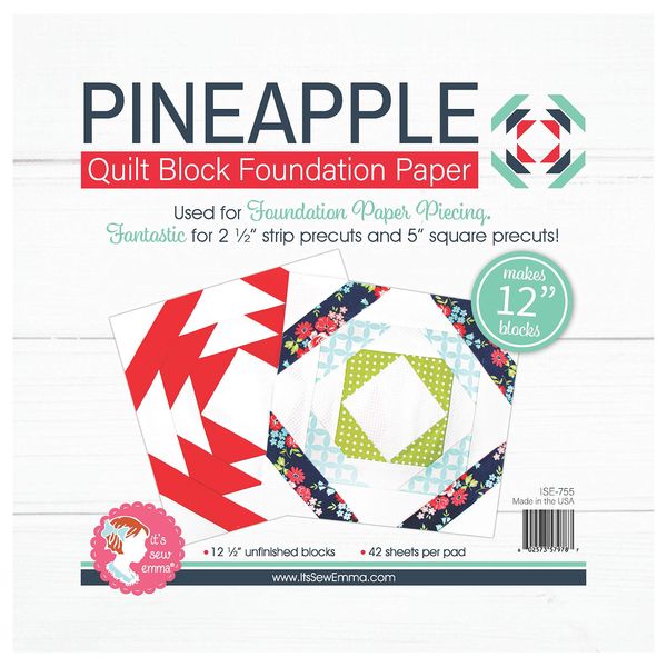 It's Sew Emma Quilt Block Foundation Paper-12" Pineapple