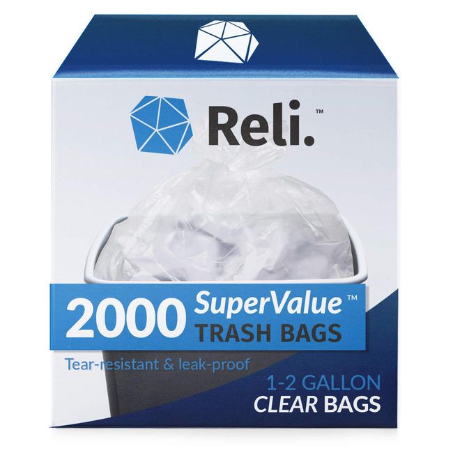 Reli. SuperValue 13 Gallon Recycling Bags | 500 count Bulk | Tall Kitchen |  Blue Trash Bags