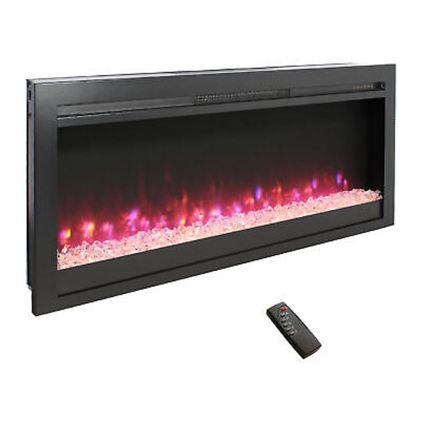 44 Inch Recessed Electric Fireplace Remote Control Multi Color Flame Heater