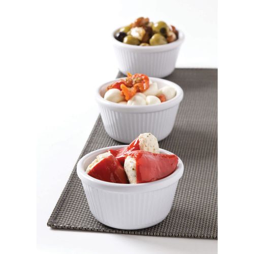 Utopia Fluted Melamine Ramekins 2oz White - Pack of 12 - Tough Plastic Sauce Pots