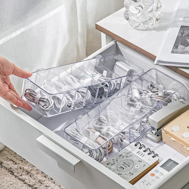 Transparent Charge Cable Organizer Box Data Cable Management Box USB Cord  Sorter