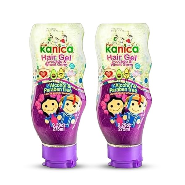 KANICA Gel Duo - Avocado & Wheat Germ Hair Gel - Hydrating, Firm Styling Gel for All Hair Types - Alcohol & Paraben-Free - Natural Gel for Hair - Made in Mexico - 2 Packs (9.29 fl oz)