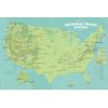US National Trails System Map 24x36 Poster (Green & Aqua)