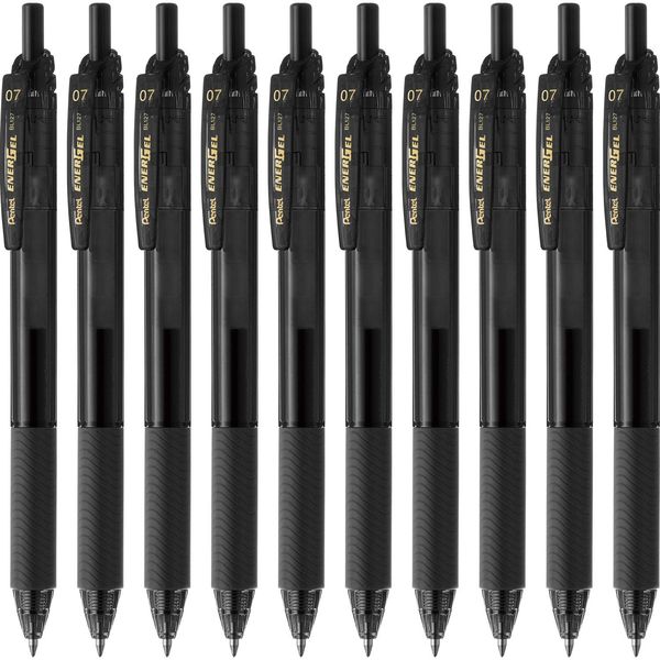 Pentel EnerGel S BL127-A Gel Ink Ballpoint Pen, Tip Diameter: 0.028 inches (0.7 mm), Color: Black, Count: 10