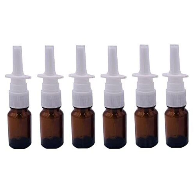 XINGZI 6PCS Travel-Sized 5ML Empty Refillable Amber Glass Nasal Spray Bottle For