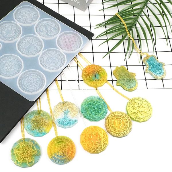 Dabixx Flower of Life Pendant Crystal Epoxy Resin Mold Jewelry Earrings Silicone Mold