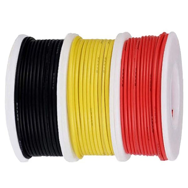 Xiatiaosann 22 Gauge Silicone Wire 22AWG Hook Up Wire Kit 300V Tinned Copper Stranded Electrical Wire 3 Colors 7M/23ft DIY Wire Assortment Kit