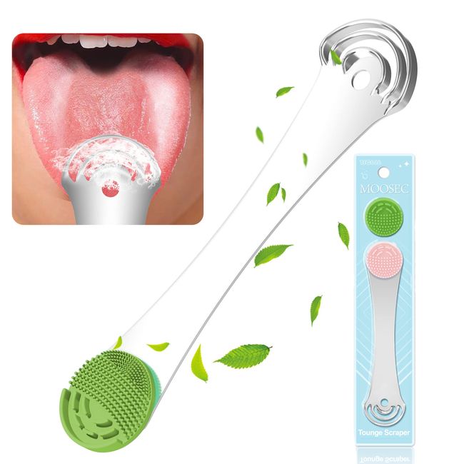 10Pcs Tongue Brush Long Handle Silicone Tongue Scraper Tongue Cleaner Helps  Fight Bad Breath for Tongue Mouth(Pink)