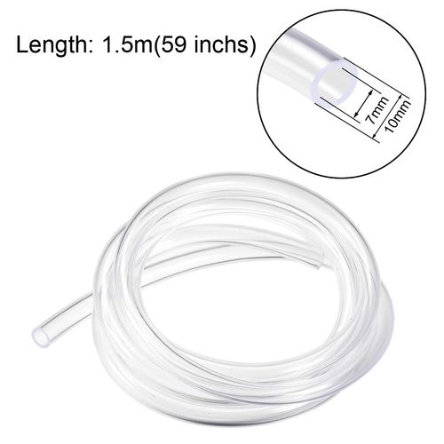 uxcell PVC Heat Shrink Tube, Transparent Line Hose Tube, Vinyl Tube, Water Pipe, 0.3 inch (7 mm), ID x 0.4 inches (10 mm), OD 0.4 ft (1.5 m) Length, High Pressure, Braid, Clear, Flexible