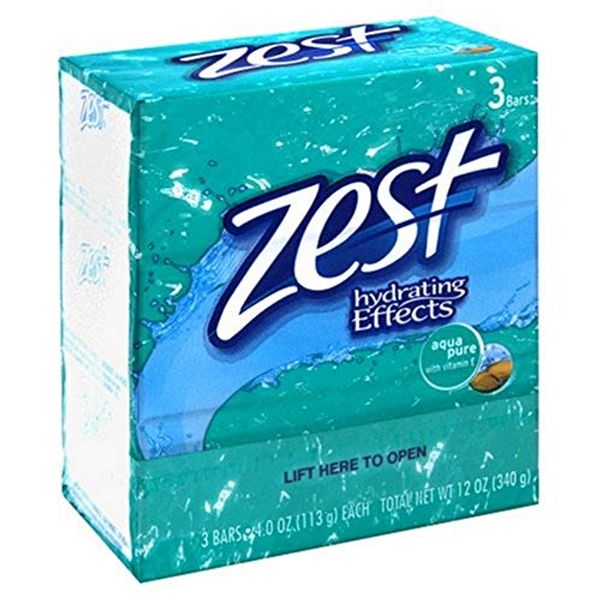 Zest 3 Bar Aqua Pure Soap, 4 oz