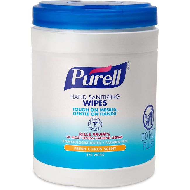 Purell Sanitizing Wipes, Canister of 270 Wipes