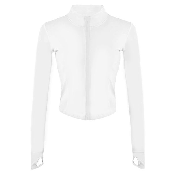 Tanming Women's Full Zip Seamless Workout Jacket Running Yoga Slim Fit Track Jacket（White-S）