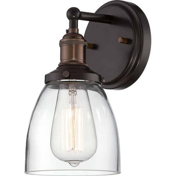 Nuvo Lighting 60/5514 Vintage Incandescent One Light Wall Sconce Cone Clear Glass Rustic Bronze