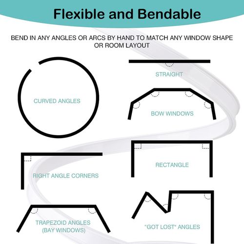 Ceiling Curtain Track Flexible Bendable Ceiling Curtain Rail Set for Window Door Curtain Shower Room Divider Curtains RV (3 Meters)