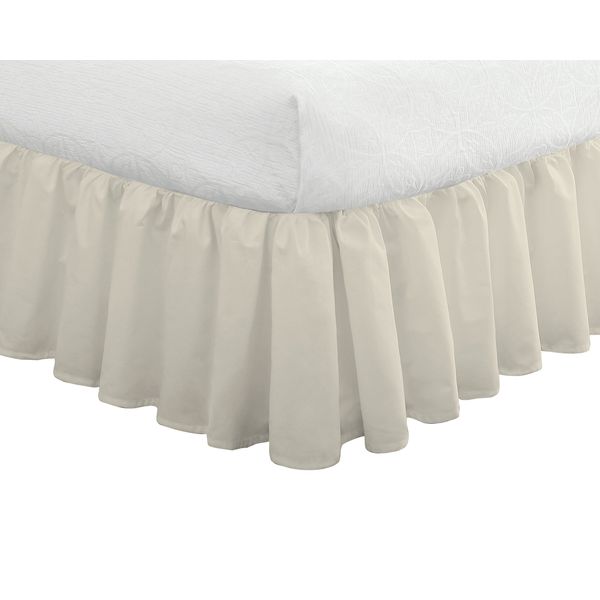 FRESH IDEAS Bedding Ruffled Bedskirt, Classic 14” drop length, Gathered Styling, Full, Ivory (FRE30114IVOR02)