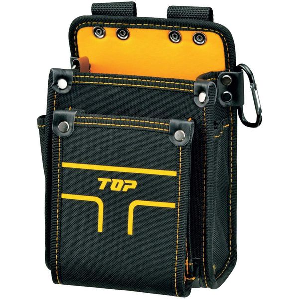 TOP TPD-201S Waist Bag for Electricians, 2 Tiers, Small, Diagonal Insertion Function, Tape Holder Included, Carabiner Included