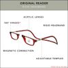 Clic Magnetic Reading Glasses for Men or Women, Computer Readers, Original (S-M, Red, 2.50 Magnification)