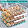 Large Capacity Egg Holder For Refrigerator Auto Rolling Egg Container Organizer Tray Bins Stackable Fresh Storage Box For Fridge Plastic Clear(1 Layer)