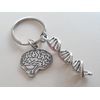 DNA Molecule Double Helix Charm & Brain Charm Keychain, Science Keychain