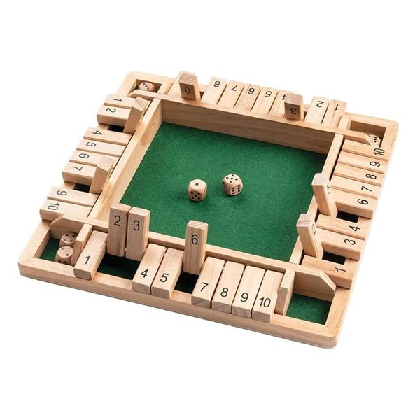 MplehDa Wooden Board Game, 4 Player Shut The Box Game Dice Game Wooden Math Traditional Pub Board Dice Game Travel 4 Players Great Family Board Games Holiday Fun Game