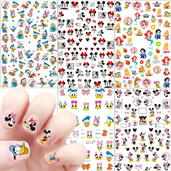 Designer Nail Art Stickers Decals Cute Cartoon 3D Self Adhesive Nail Art Supplies Cartoon Nail Stickers for Women Kids Girls DIY Nail Design Decals for Acrylic Nails Decoration 5 Sheets