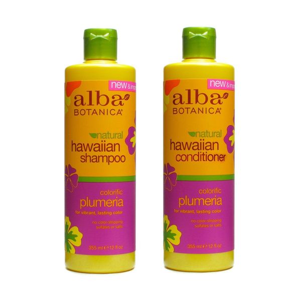 Hawaiian Hair Wash Replenishing Plumeria and Hawaiian Hair Conditioner Replenishing Plumeria Bundle With Pineapple, Papaya, Quinoa, Aloe and Ginger, 12 fl. oz. Each