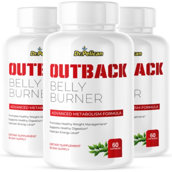 Outback Belly Burner-Gut & Digestive Support- 3 Bottles- 180 Capsules