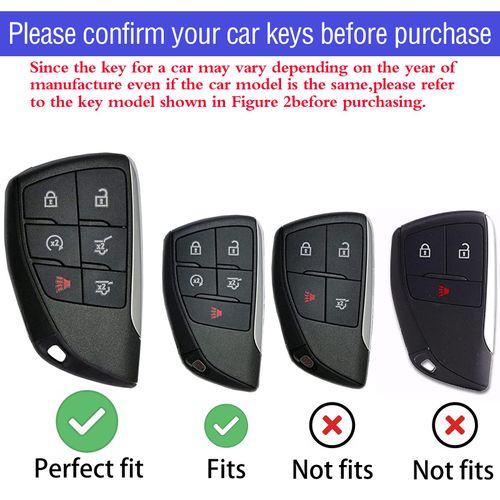 COTIYBOK for Chevy Key Fob Cover with Keychain TPU Key Case Shell 360 Degree Protection fit for 2021-2023 Chevrolet Suburban Tahoe GMC Yukon Denali Sierra Silverado Buick Envision Avenir(B Black)