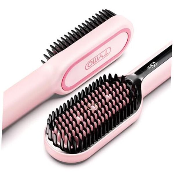 Ionic Hair Straightener Brush with 16 Temps, 30s Heat-up, Dual Voltage - for