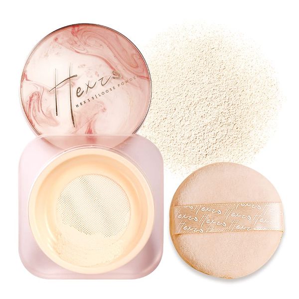 HEXZE Loose Setting Powder, Face Powder Makeup & Finishing Powder for Light, Medium & Tan Skin Tones, Mattifying Finish and Shine Control Light-skinned