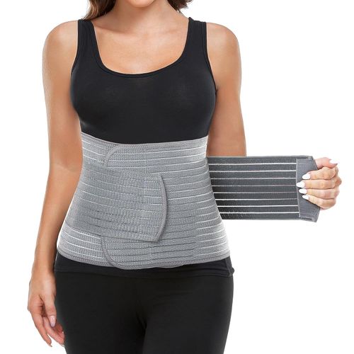 Postpartum Belly Wrap, Postpartum Belly Band, Abdominal Binder Post Surgery Ergonomic 9.5", Abdomen Hernia Support Belt, Waist/Pelvis Belt for Stomach Support & Back Pain Relief (Polyester Made with