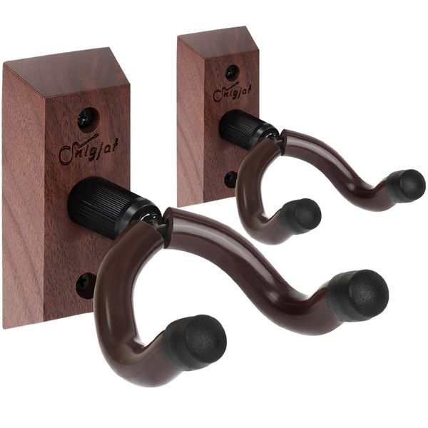 SNIGJAT Guitar Wall Mount, 2 Pack Guitar Wall Hanger, Guitar Hanger Wall Hook Holder Stand with Screws, Hardwood Guitar Wall Mount Hanger for Acoustic Guitar, Electric Guitar, Banjo, Bass, Mandolin